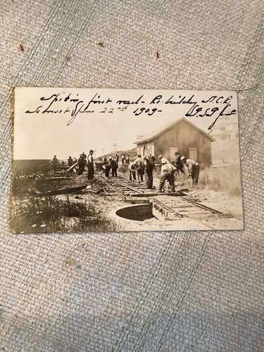 1909 Nantucket Sconset Re-Building the Rails Central Railroad RPPC PC Postcard