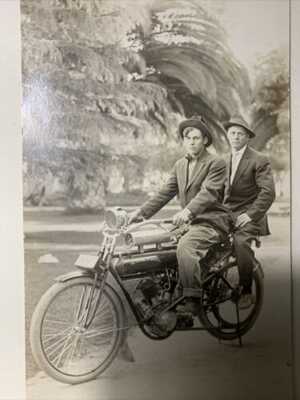 Antique Real Photo Postcard / RPPC: Pre 1920 Flying Merkel Motorcycle   #31 Fl