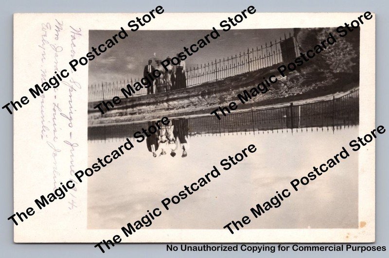 Group Reflection at Waconda Spring Kansas RPPC Interesting Antique Photo 1910s