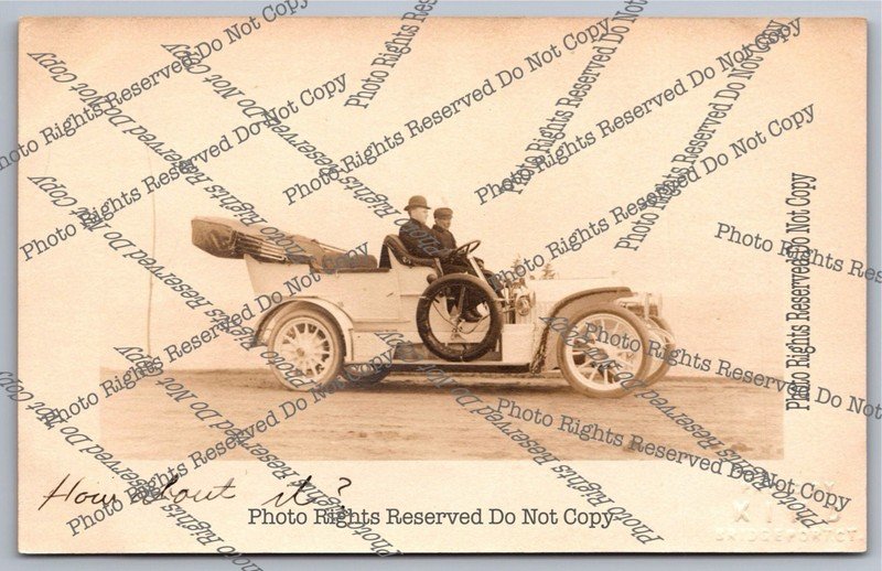Antique RPPC Locomobile car auto Bridgeport Connecticut Real Photo Postcard