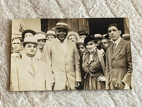 1910s Rare RPPC Photo Postcard Historical American Boxer Jack Johnson And Wife