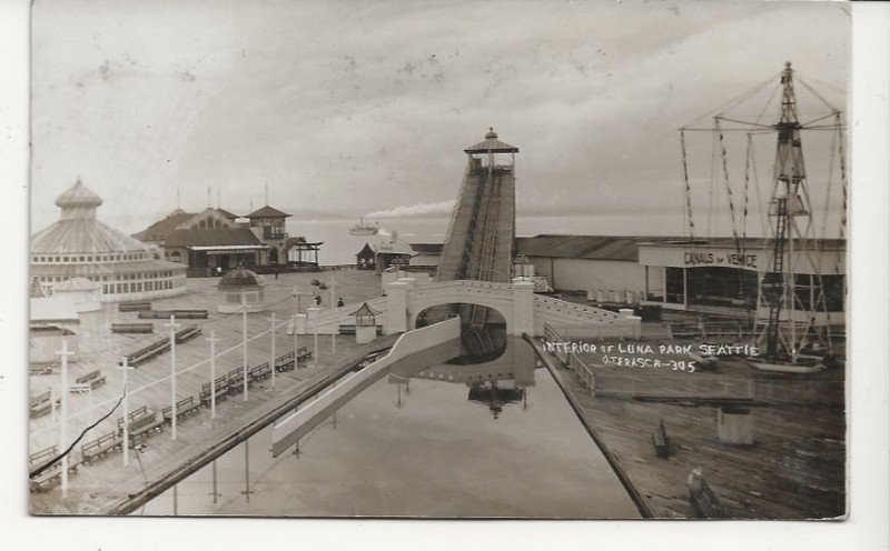 1908 SEATTLE WA RPPC OF LUNA AMUSEMENT PARK - CANALS OF VENICE - O.T. FRASCH 305