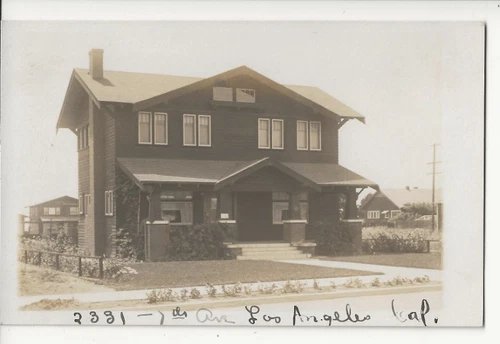 EARLY 1900s LOS ANGELES CA AZO RPPC VIEW - PRIVATE RESIDENCE HOME @ 2331 7TH AVE