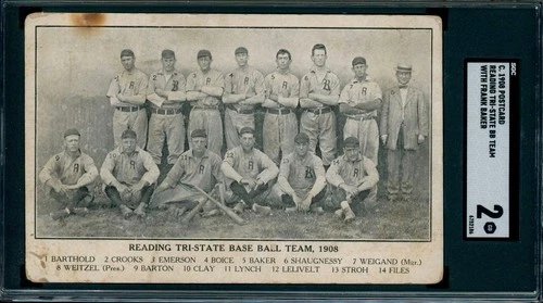 1908 Reading Tri-State BB Team Postcard w/ Frank "Home Run" Baker SGC 2 *Pop 1*