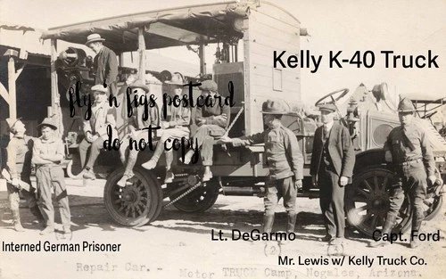 BORDER WAR ~ CAMP LITTLE ~ NOGALES AZ U.S. KELLY TRUCK K-40 RPPC postcard 1916