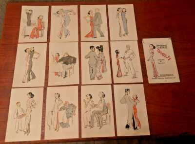 Chinese set 12 Postcards Shanghai Cabaret Girls Nightlife Sketched Schiff China