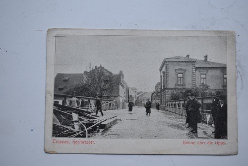 Postcard Troppau Opava flood bridge over Oppa Sudetes Silesia Moravia