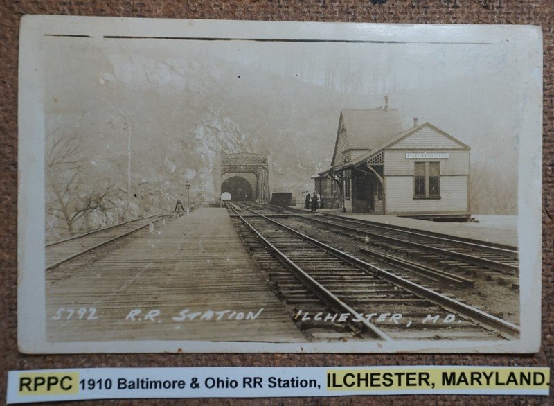 RPPC 1910 Baltimore & Ohio RR Station, ILCHESTER, MARYLAND. Postcard REAL PHOTO