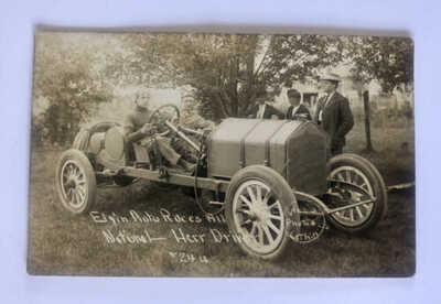 Antique 1911 Elgin Auto Races National Don Herr Driver Real Photo Postcard Car