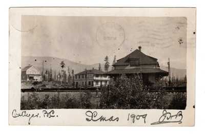 Canada BC British Columbia - Castlegar 1909 CPR Railway Station - RPPC Postcard