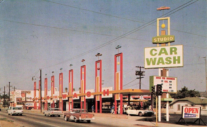 Los Angeles Culver City California Studio Car Wash Venice Blvd Vtg Postcard J1
