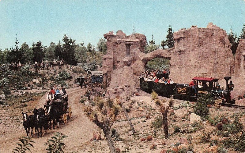 Disney Disneyland Frontierland Desert Mule Pack Train Pass Vtg Postcard H21