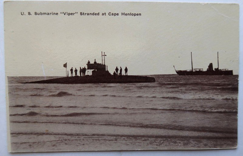 Early 20th century RPPC, Submarine Viper, Cape Henlopen, Lewes, Delaware