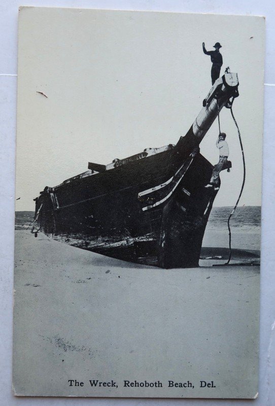 Early 20th century Postcard PC: The Wreck, Rehobeth Beach, Delaware
