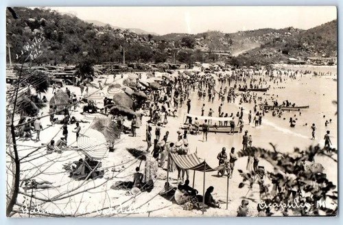 Acapulco Mexico Postcard Playa Caleta and Caletilla JJ Pintos c1930's RPPC Photo