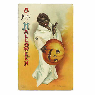 MECHANICAL HALLOWEEN Postcard Black Boy Ellen Clapsaddle Series 1236