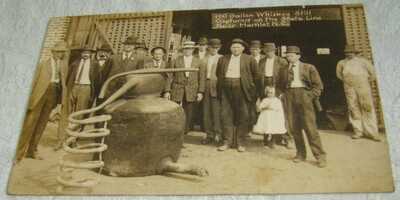 1919 RPPC Real Photo Postcard HAMLET NC Moonshine Whiskey Still Rockingham