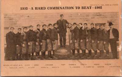 1905 University of Michigan Team Photo Postcard "A Hard Combination To Beat"