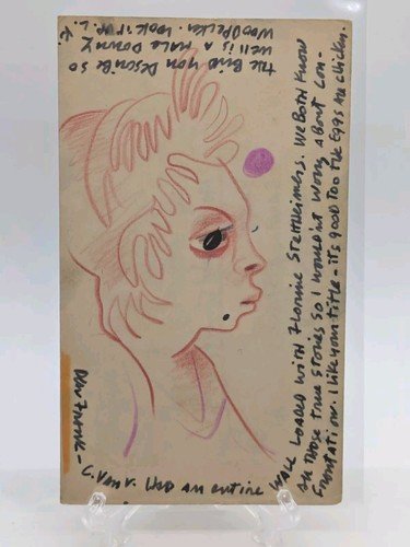 VTG Hand-Illustrated Postcard by Karl Prieb to Frank Sandiford Carl Van Vechten