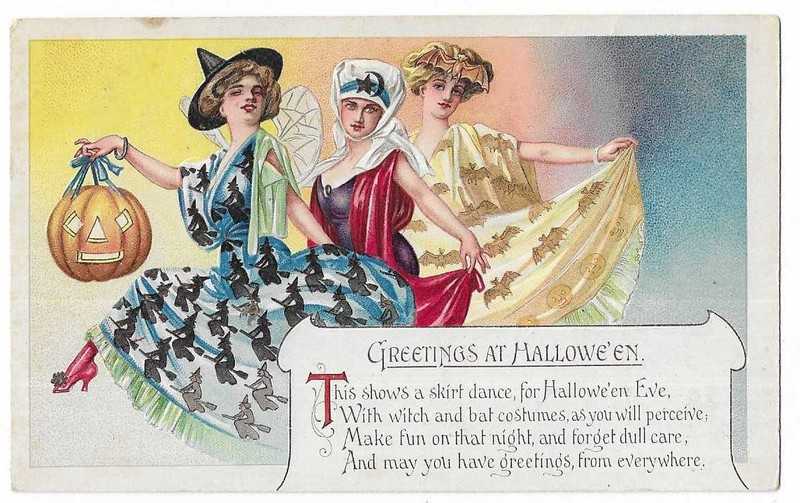 Halloween Postcard "This shows a skirt dance..."