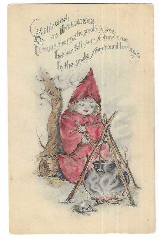 Gartner & Bender Pub. Halloween Postcard "A little witch on Halloween..."