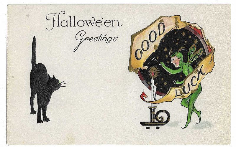 Winsch Halloween Postcard "Halloween Greetings Good Luck"