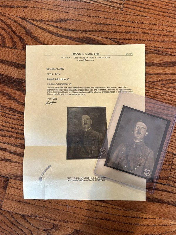 Adolf Hitler Signed Postcard With Certificate Of Authenticity