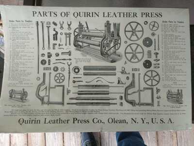 Olean New York. Quirin Leather Press Parts List and Printers Blocks