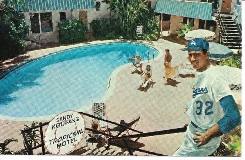 1960s sandy koufax Tropicana motel baseball postcard dodgers great pitcher used