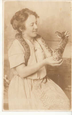 RPPC - Rattlesnake Mama - Woman Snake Handler/ Sideshow - Real Photo Postcard