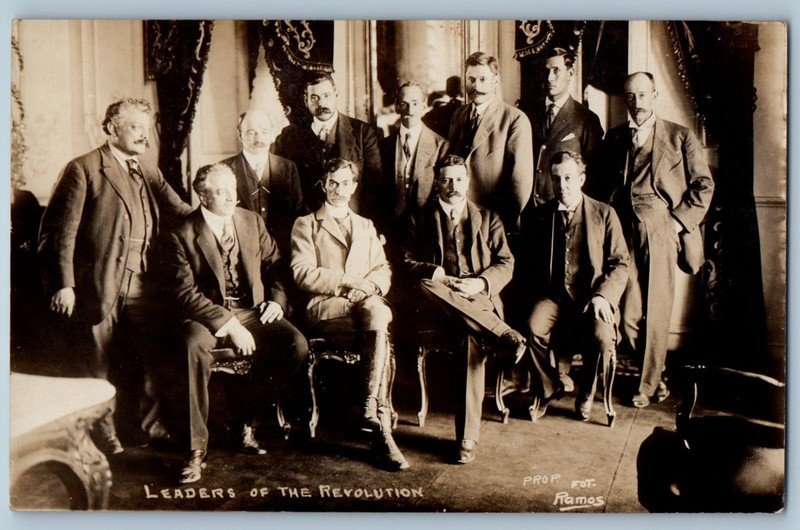 1914 Mexican Leaders Of The Revolution Poncho Villa RPPC Photo Antique Postcard