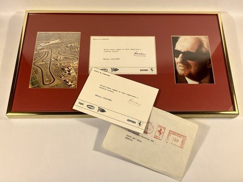 Original Post Card From Ferrari Headquarters In Modena Signed By Enzo Ferrari