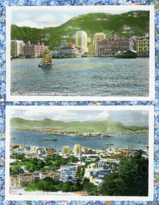 1950s SCENES IN HONG KONG 9 HAND COLORED REAL PHOTO POSTCARDS