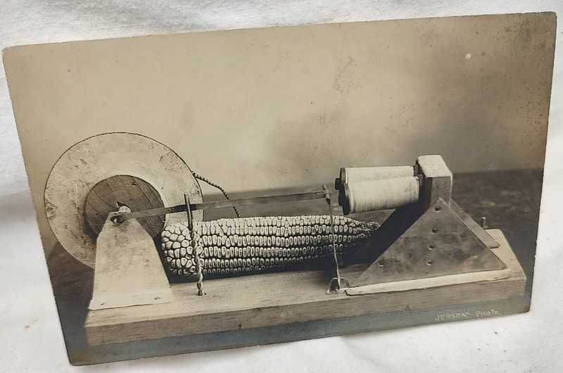 1910's Primitive Kansas Electrical Corn Saw RPPC by Jepson Neat Contraption!