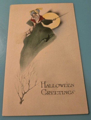 For LIZ Only Fairman Witch & Gibson Witch 2 Handcolored Halloween PostcardsOpens