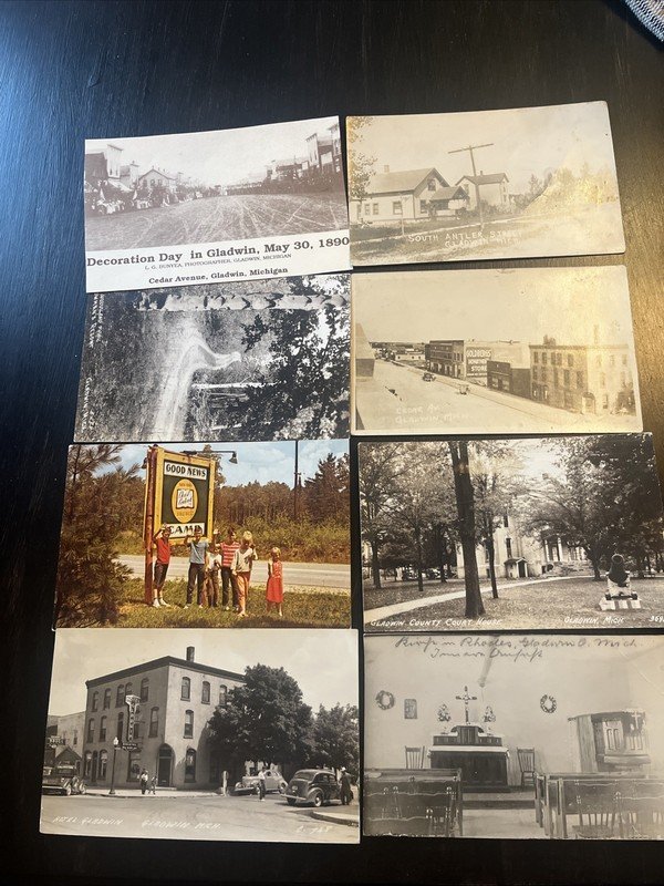 RPPC Real Photo Postcards - Group Of 8 Gladwin, Michigan MI