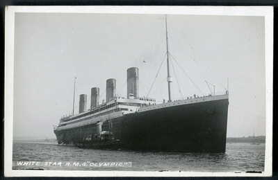 White Star "OLYMPIC" in Southampton Water before 1912-13 safety refit. 1912 RP