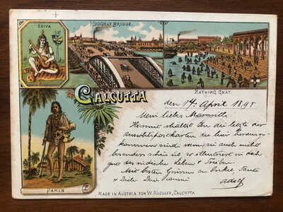 INDIA OLD POSTCARD CALCUTTA TO GERMANY 1898 !!