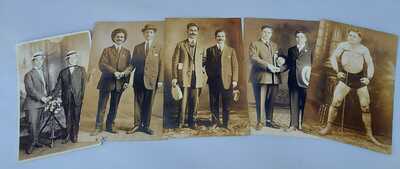Old Antique RPPC Strongman Gust Lessis Men Holding Hands Gay Interest Photo Lot