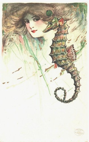 RARE! SAMUEL L. SCHMUCKER - MERMAID’S LOVERS SERIES - SEA HORSE