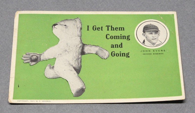 1907 G.F. Grignon Chicago Cubs John Evers Teddy Bear Postcard