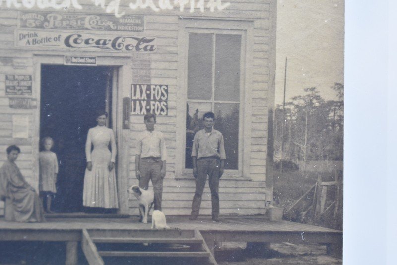 Coca Cola Pepsi Sign Storefront Store Miflin Alabama Postcard RPPC Frank Stewart