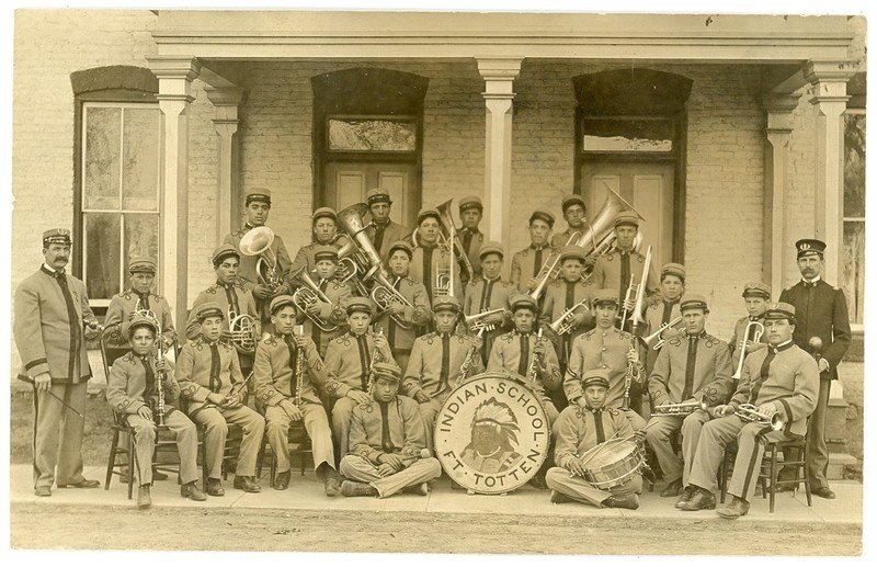 RPPC Rare Indian School Band Fort Totten North Dakota