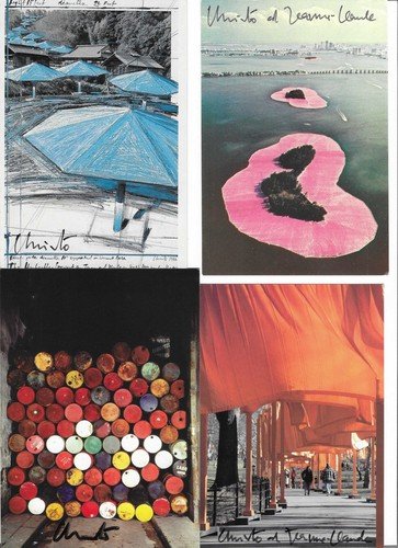 Christo and Jeanne-Claude - 16 hand signed postcards - original signature