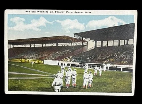 Vintage 1919 Boston Red Sox Warming Up Baseball Colorized Postcard Early RPPC