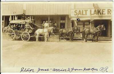 SEARCHLIGHT, NEV. ~ Stage Just Arrived From Salt Lake R.R. c.1907 ~ RPPC ~ NICE!