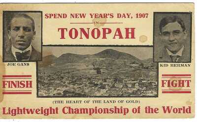RPPC ~ Joe Gans vs Kid Herman Finish Fight, TONOPAH, NEVADA, New Year's Day 1907