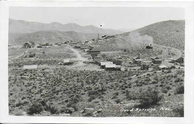 RPPC of Goodsprings Nevada Bird's Eye View - Mill, Train & Delivery Wagon 1916