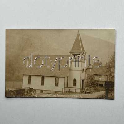 Vintage SLATE RUN BAPTIST CHURCH PA Photographer Mark RPPC Real Photo LYCOMING