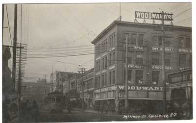 Hastings Street w/Streetcars VANCOUVER, B.C., CANADA--c.1916 Real Photo Postcard